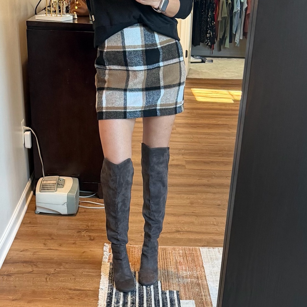 Faux suede grey over the knee boots